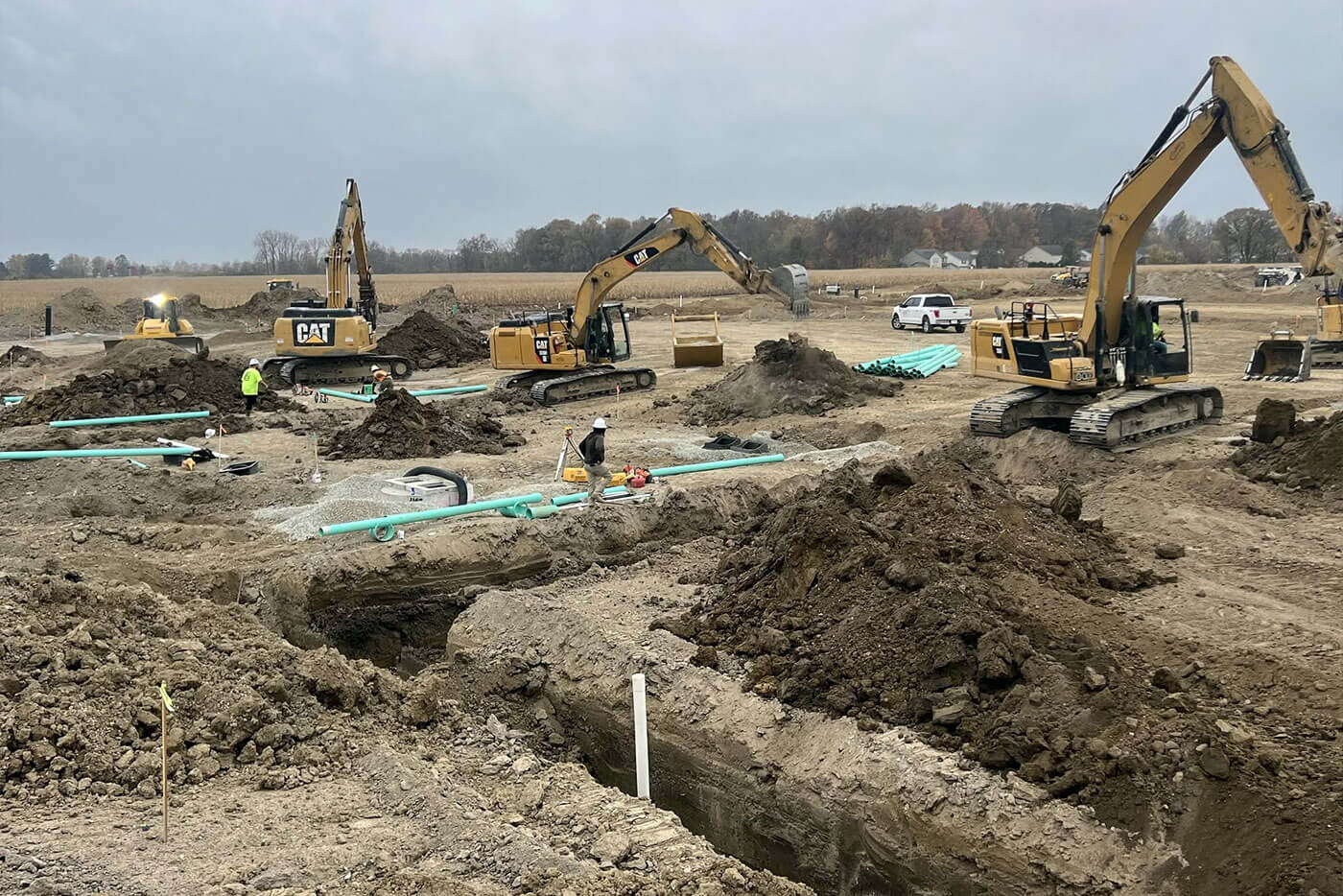 United Excavating crew working on a utility installation